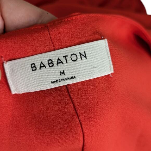 Aritzia Medium Babaton Wallace Short Sleeve Mini Wrap Dress Red Orange Summer - Picture 8 of 11